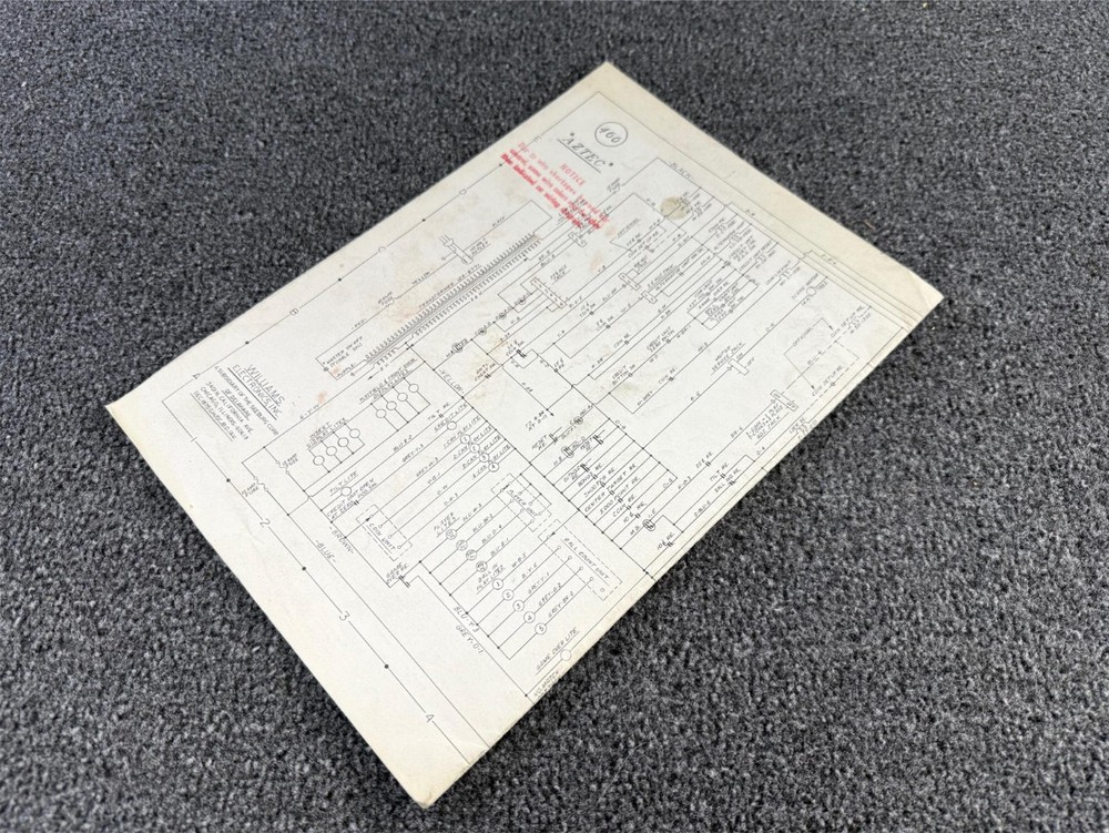 Williams Aztec Pinball Machine Game Manual Schematics ORIGINAL