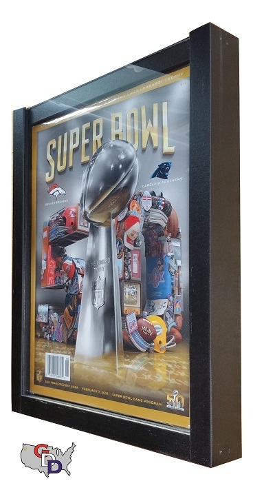 Sports Program Display Frame Magazine Black Shadow Box Standard Over .5" Deep