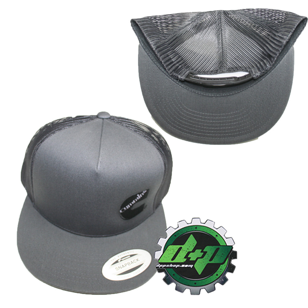 Cummins charcoal trucker black mesh snap back hat cap flat bill snapback