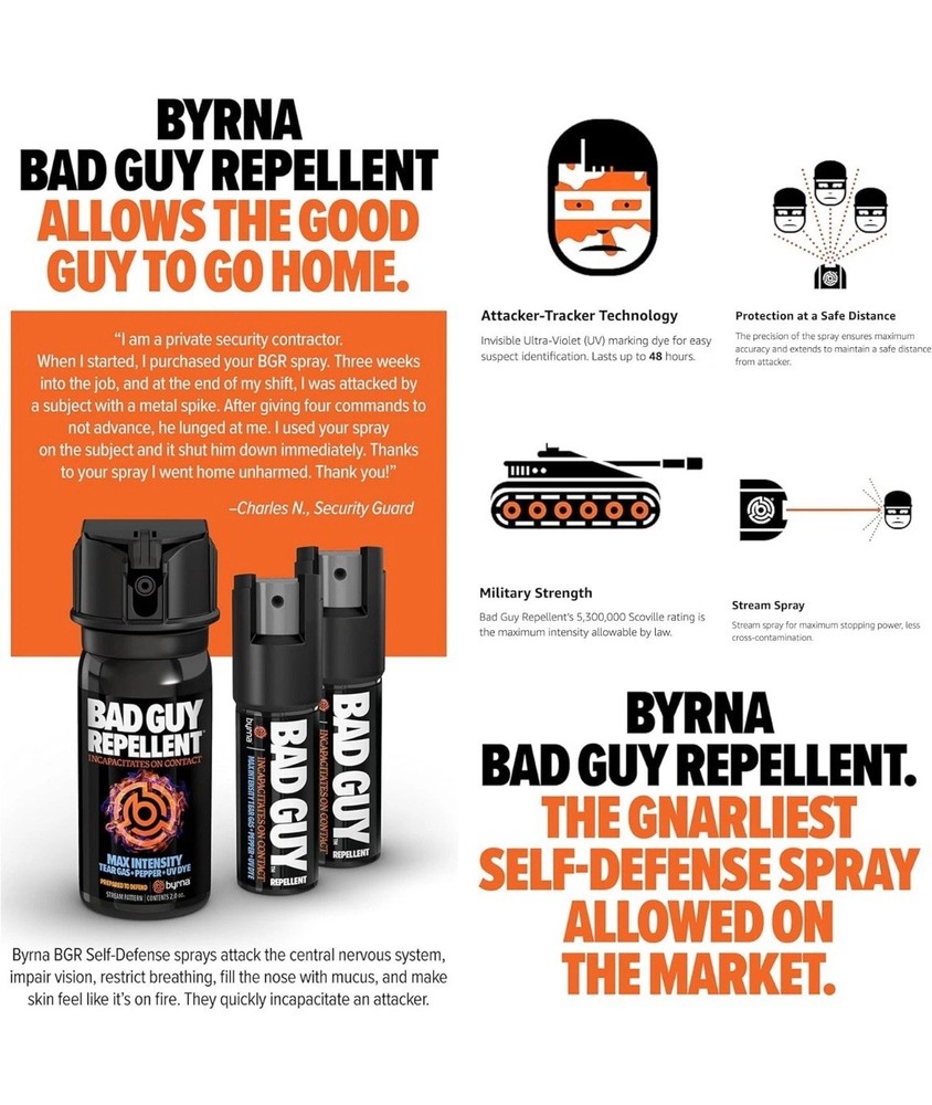 Powerful BGR MAX Pepper Spray with UV Attacker Tracker - Compact Design 2 Ounces
