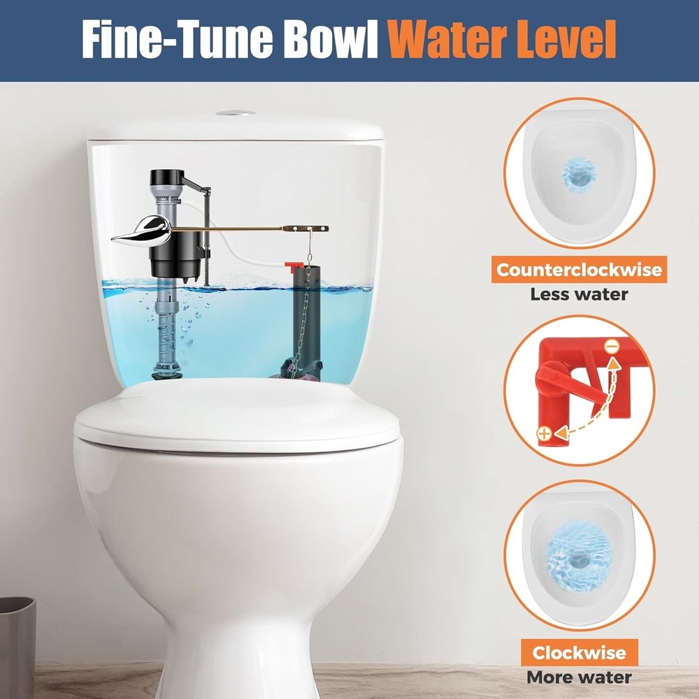 Universal Toilet Flusher Replacement Kit, Water-Saving & Height Adjustable
