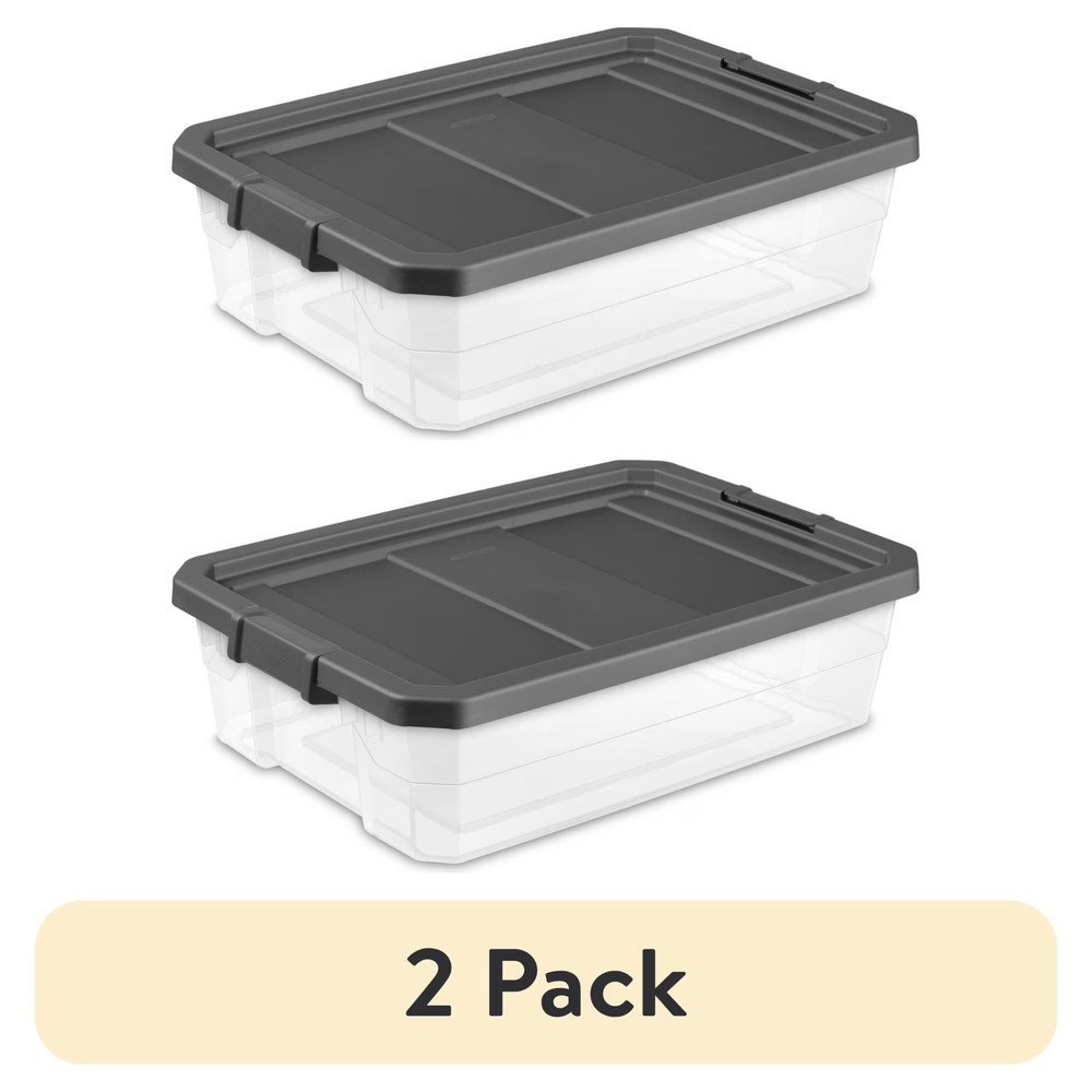 40 Quart Medium Stackable Storage Bin, Clear Plastic Underbed Storage Container