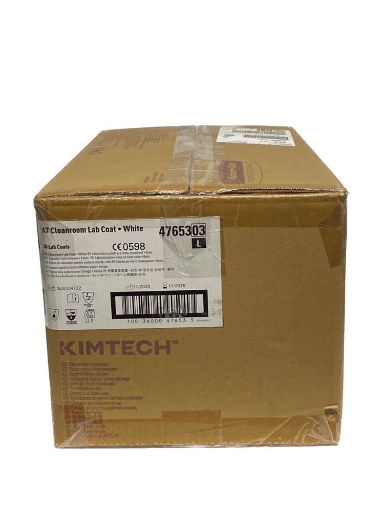 (30/Cs) KIMTECH Disposable A7 Cleanroom Lab Coats White Size Large 47653