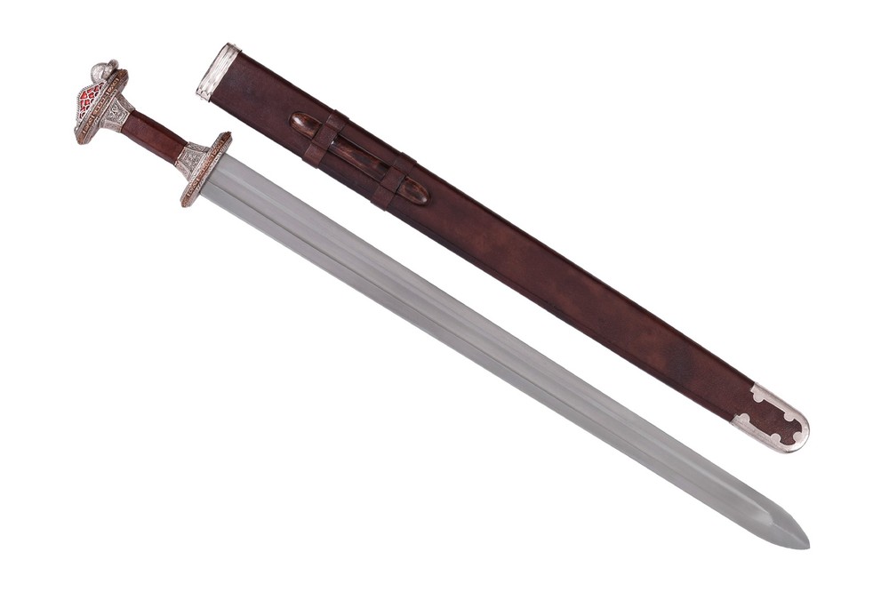 Vendel period sword with sheath, mint brass handle