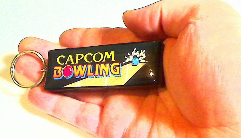 Capcom Bowling Arcade Marquee Coin Door accessory Keychain