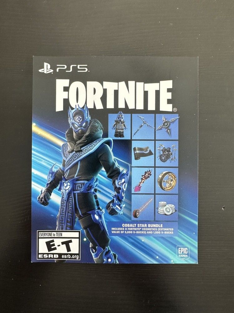 PS5 Fortnite Cobalt Star Bundle + 1000 V Bucks (Unscratched Unused Code)