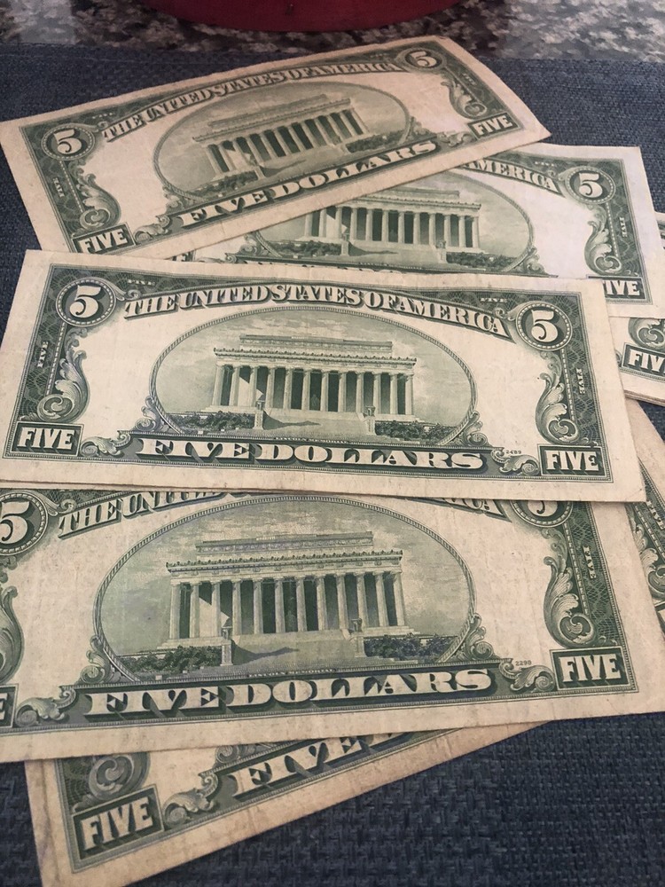 1953 A $5 Five Dollar Blue Seal Silver Certificate Note Bill Circulated