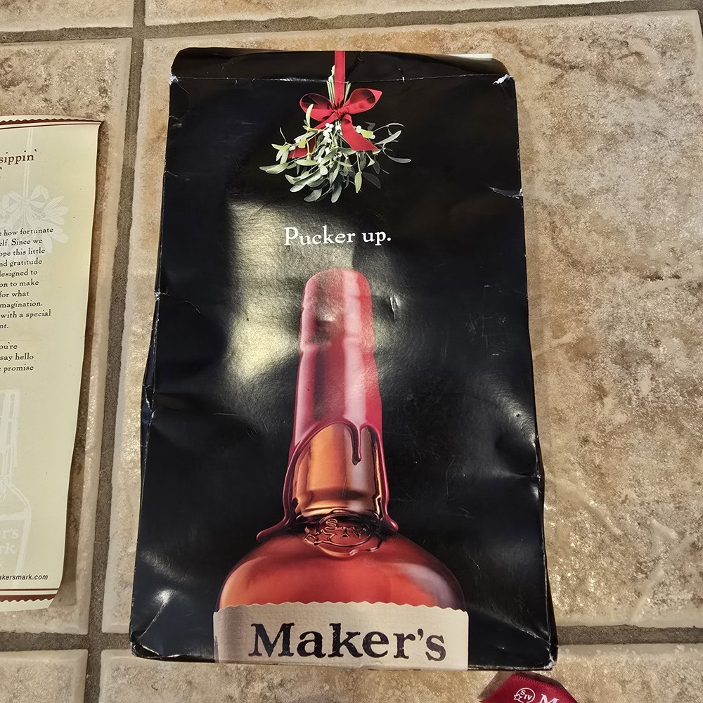 2 Maker's Mark Bourbon Christmas Mistletoe Bottle neck Collars Promo Accessory