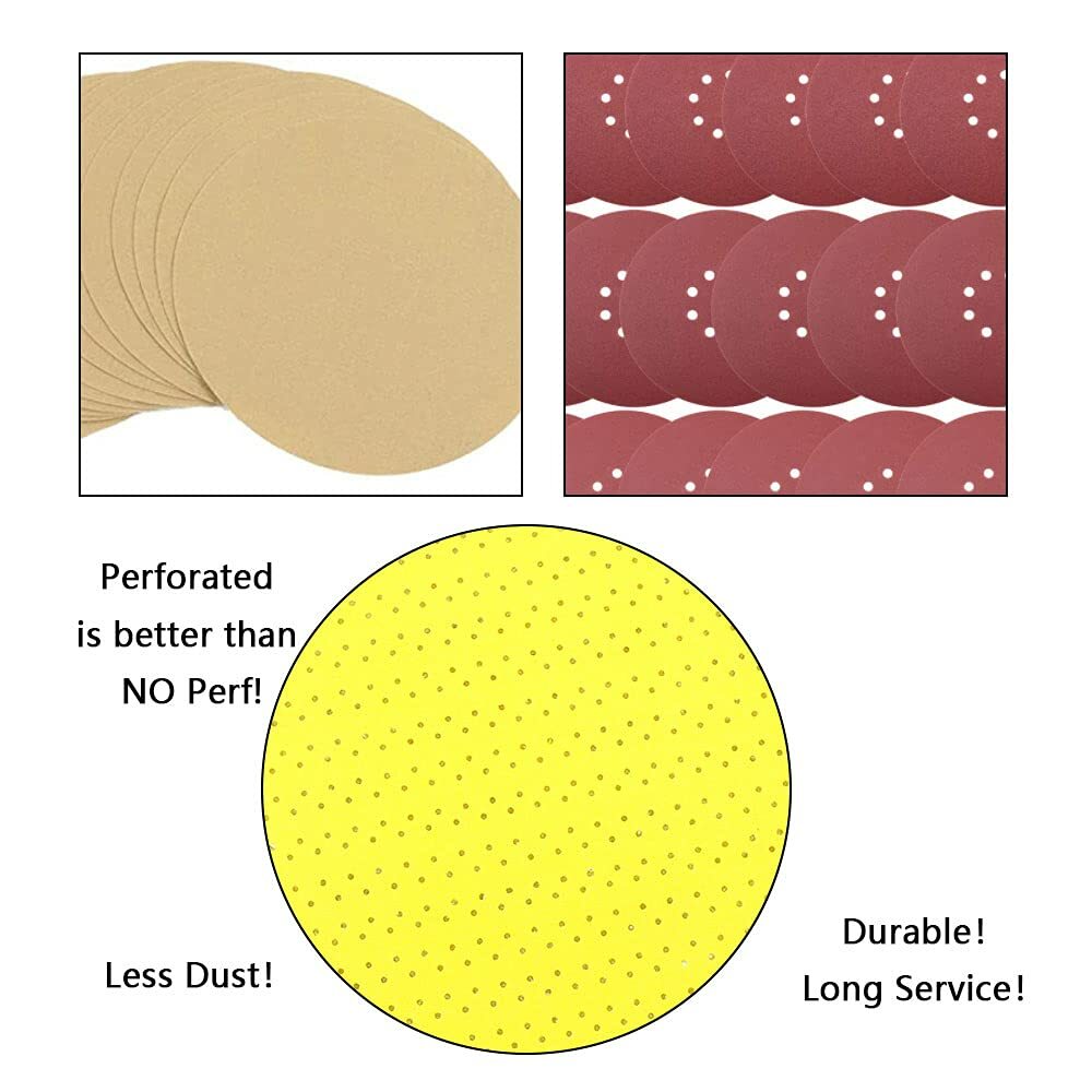 SATC 5PCS x 150Grit Multi-Hole Sander Paper 9 inch Hook and Loop Sanding Paper