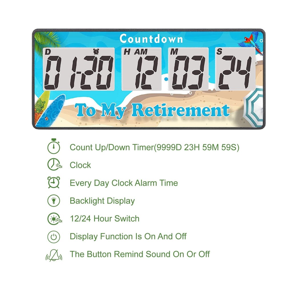 Yooreal Digital 9999 Days Countdown Days Timer Clock,Retirement Countdown Tim...
