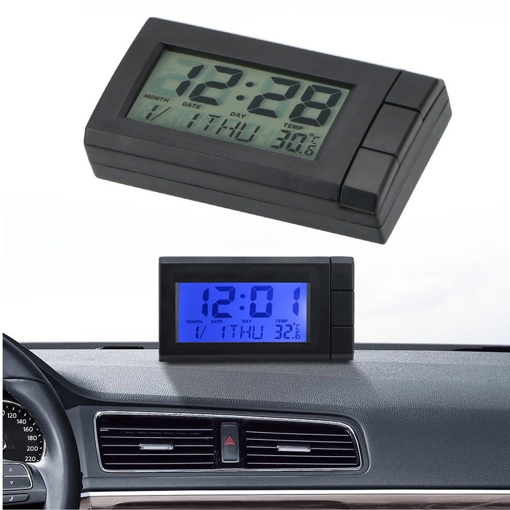 2× Mini Digital LCD Table Auto Car Dashboard Desk Date Time Small Clock
