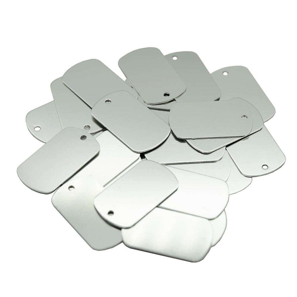 Anodized Aluminum Engraving Blank Tags Stamping Blanks 50 Pack Silver