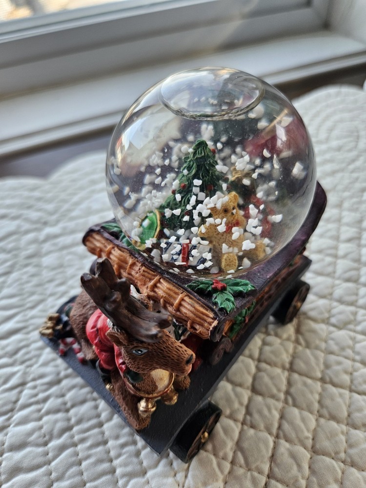 Christmas Globe with Tree & Presents on Train Car/Sleigh.