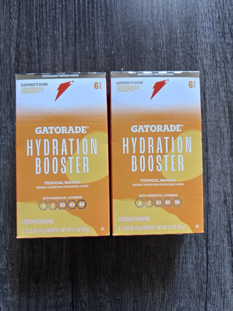 Gatorade Hydration Booster Tropical Mango Electrolyte Drink, 6-Pack, 2 Boxes
