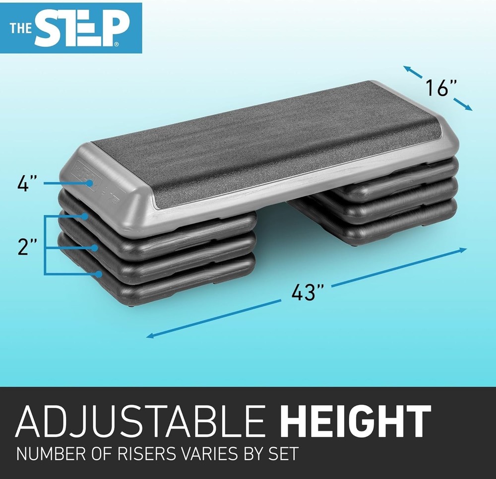 The STEP Aerobic Platform with 4 Adjustable Risers for Home Workouts