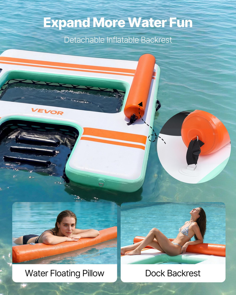 Inflatable Floating Dock 8x6FT Water Platform w/Ladder Bag