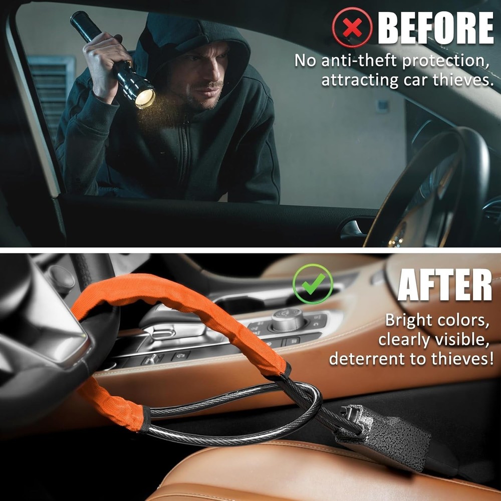 High-Visibility Steering Wheel Lock - Double Protection, Durable Aluminum Design