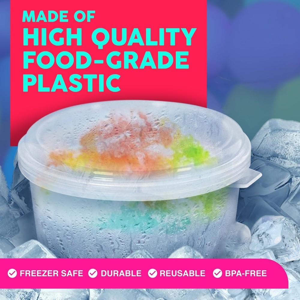 Space-Saving Shaved Ice Molds - 3 Pack with Lids & Pouring Spouts for Summer Fun