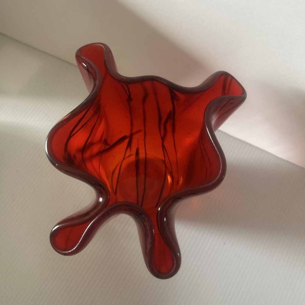 Unique Ruby Red Hankerchief Vase
