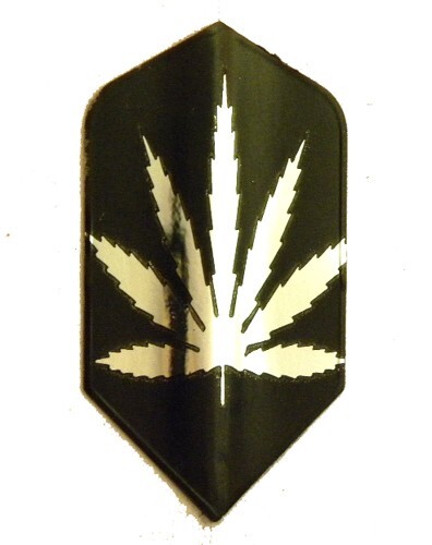 Dart Flights - 10 Silver & Black Marijuana Pot Leaf Slim Sets
