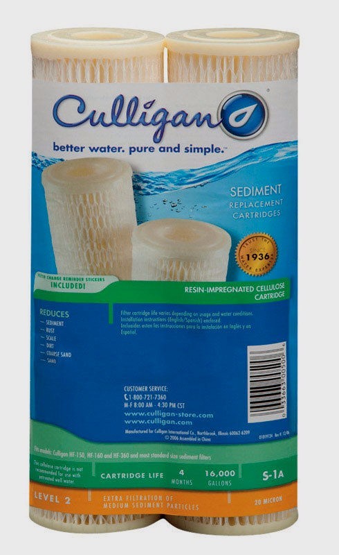 2PK CULLIGAN S-1A BASIC SEDIMENT REPLACEMENT WATER FILTER CARTRIDGES 20 MICRON