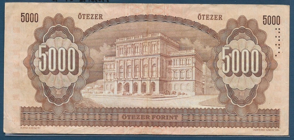 Hungary 5000 Forint, 1992, P 177b, VF+
