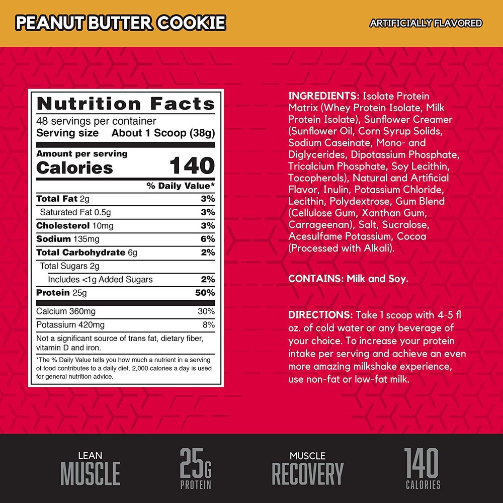 BSN SYNTHA-6 Isolate Protein Powder, Peanut Butter Cookie, 48 Servings