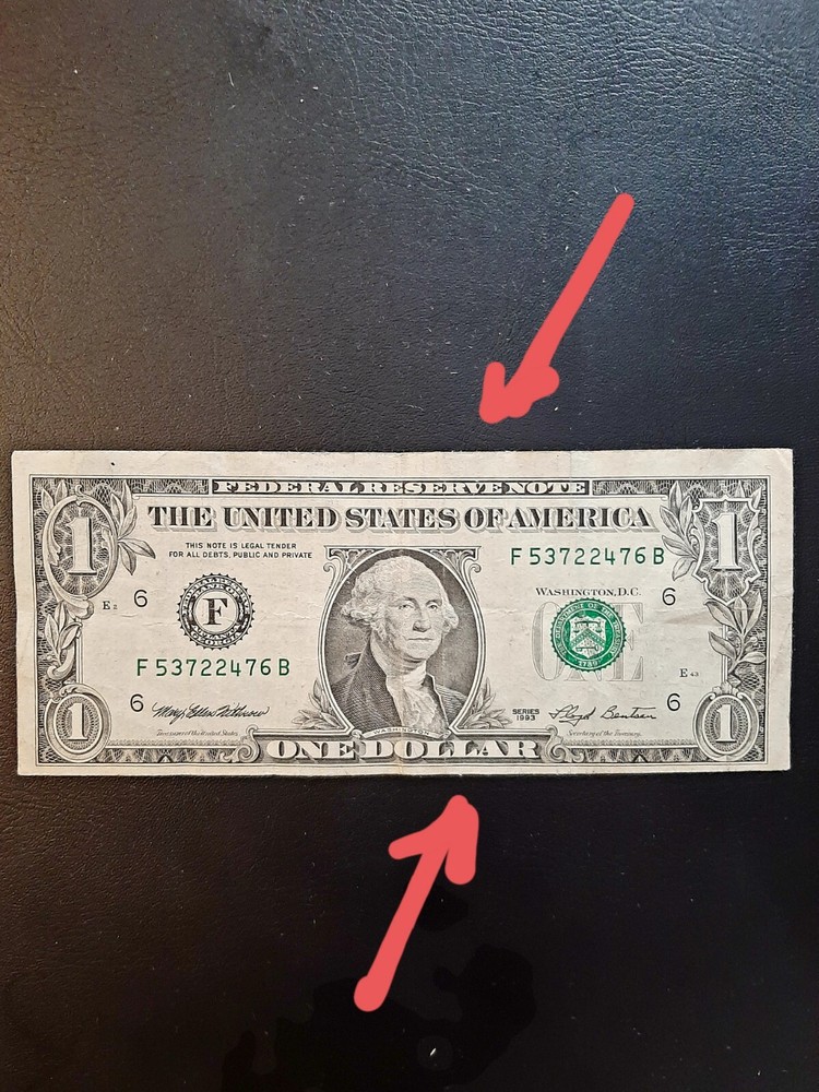 VINTAGE $1 ERROR MISCUT SCATTERED LADDER SERIAL NUMBER