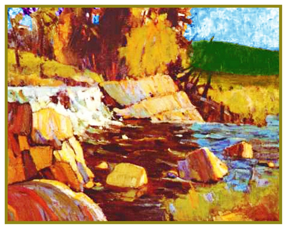 Tom Thomson Little Falls Algonquin Landscape Counted Cross Stitch Chart Pattern