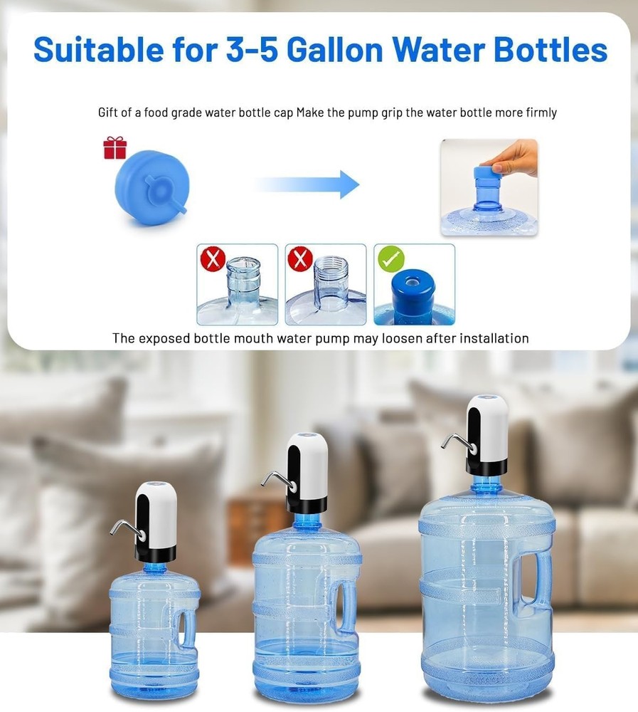 Compact Electric Water Jug Pump with Silicone Lid - 2- Replacement Service