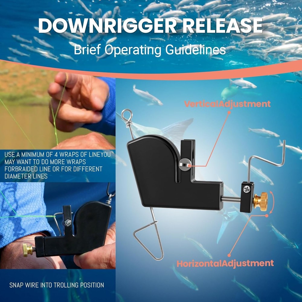 107 Downrigger Release Adjustable 0-4.5lb Tension Vertical Horizontal for Angler