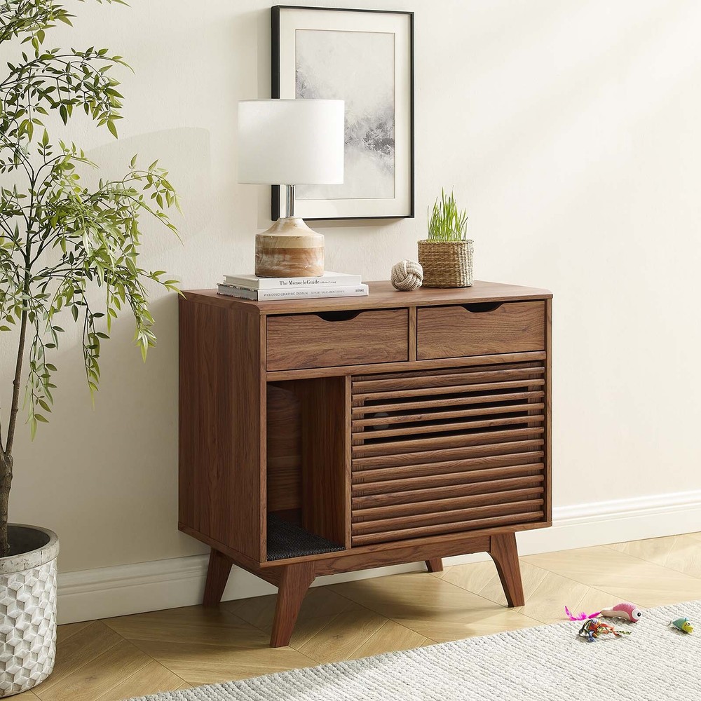 Modway Render Cat Cabinet in Walnut