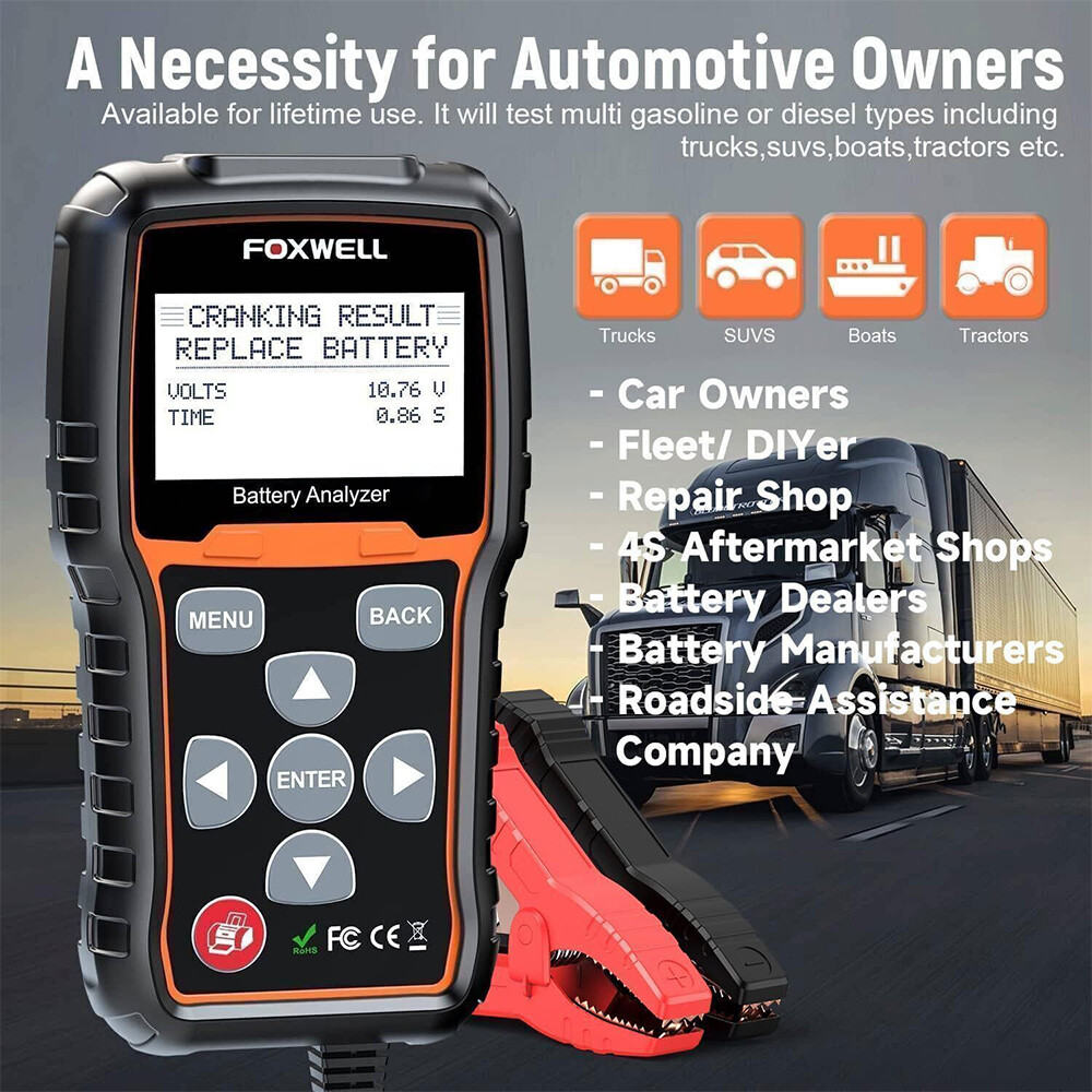 FOXWELL Car 12V Battery Tester 24V Charging Cranking System Analyzer Tool