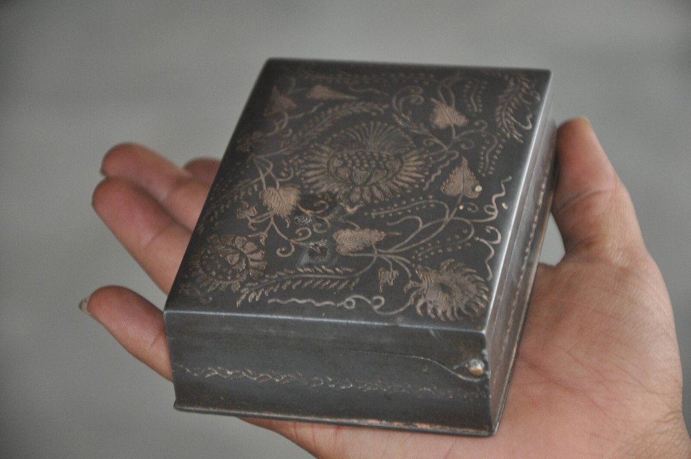 Vintage Iron Silver Bidri Work Rectangular Fine Quality Jewellery Box,