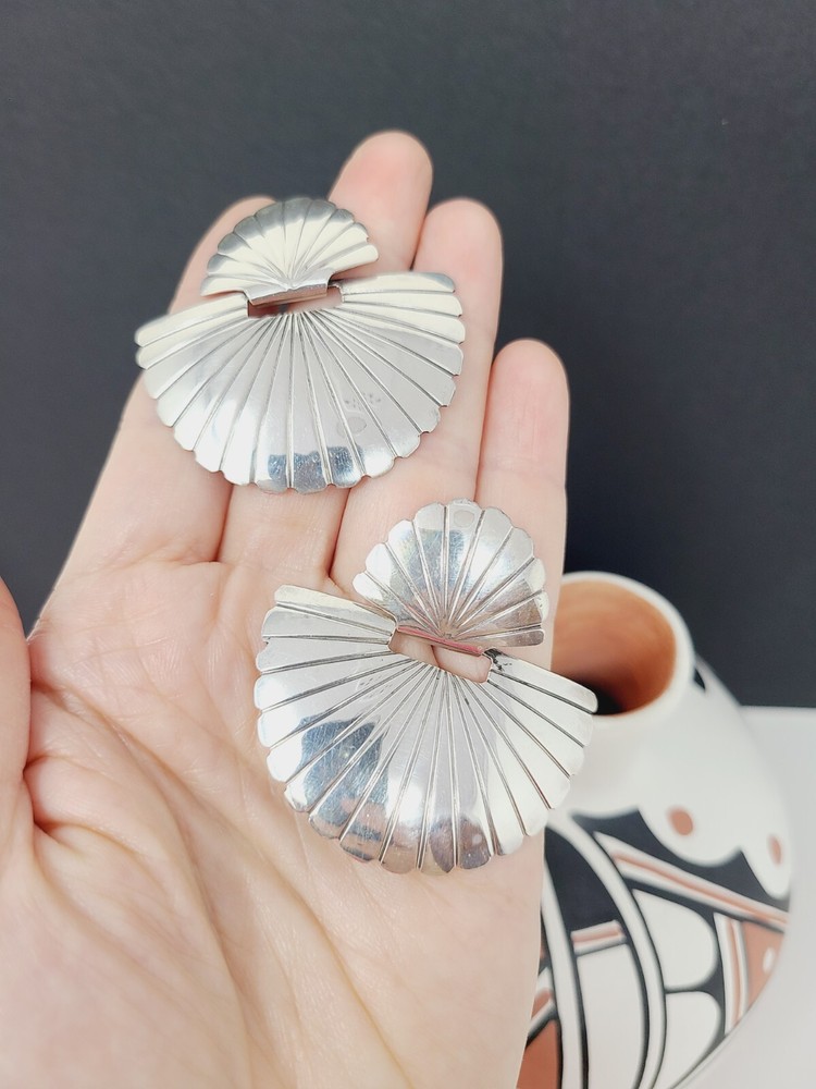 Vintage Signed Tim Guerro 925 Silver Navajo Earrings