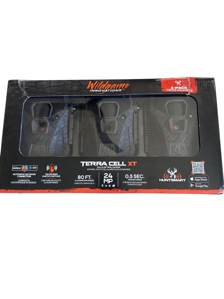 Wildgame Innovations Terra XT 2.0 Cellular Trail Camera, 3 Pack - New, Open Box