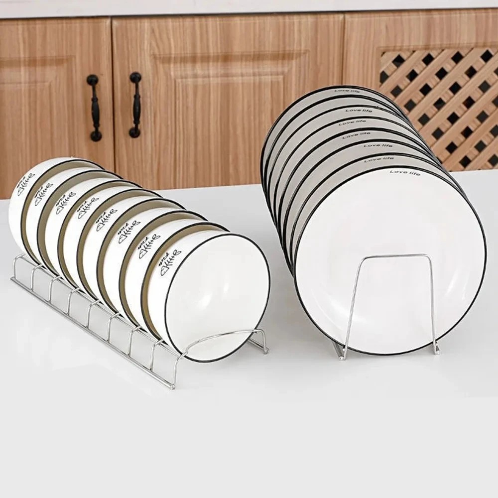 Stainless Steel Dish Rack Drainer Kitchen Plate Holder Display Stand