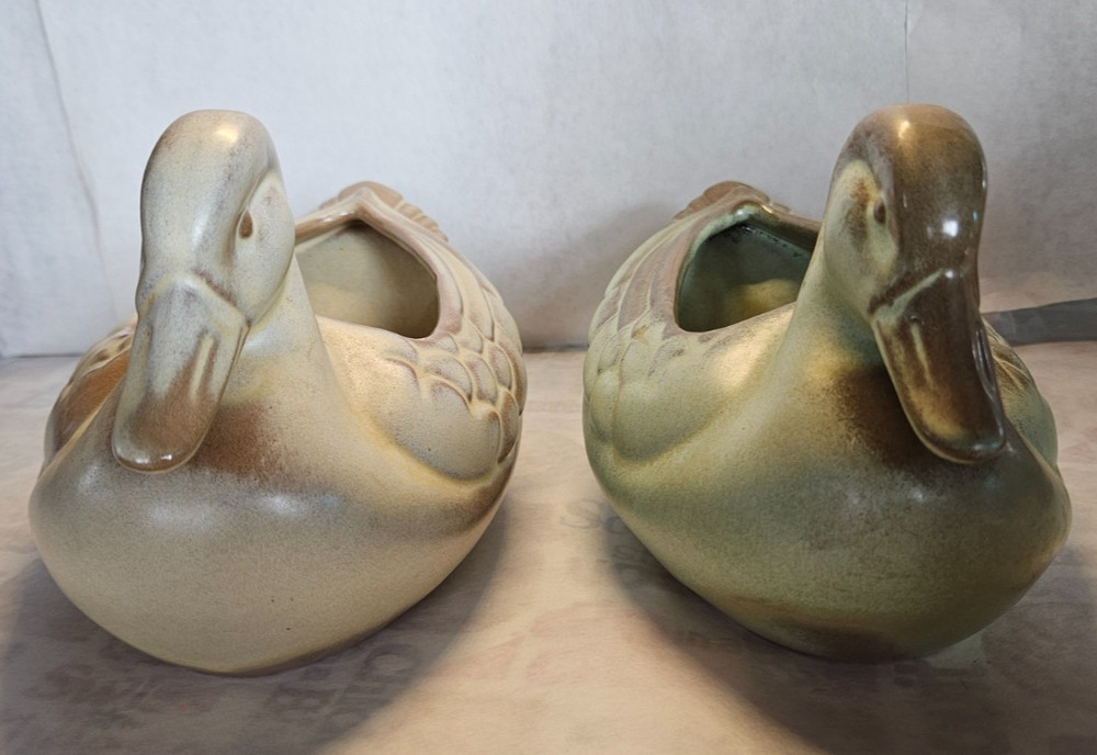 Two Vintage Frankoma 208A Duck Planters 10"L