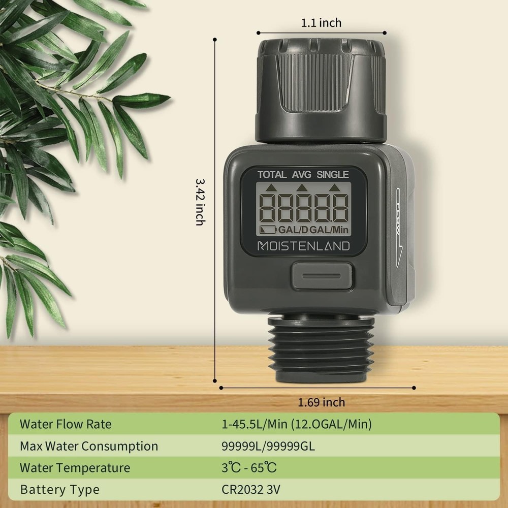 Advanced Digital Water Flow Meter - Precise Measurements for Gardens & More