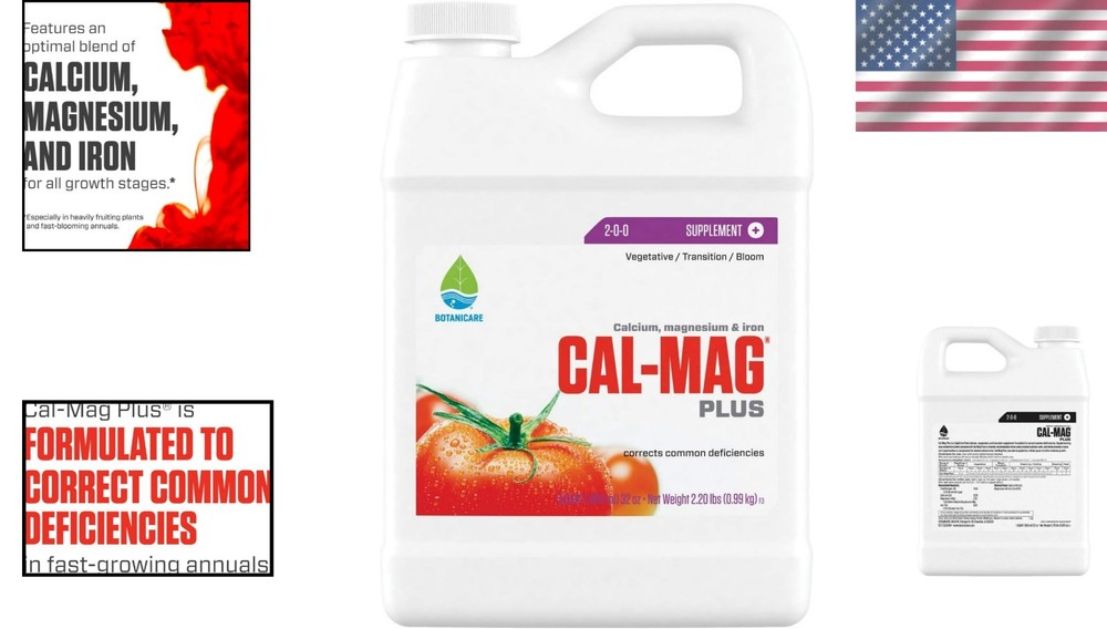 Hydroponic & Soil Use: Cal-Mag Plus 1 Quart Calcium, Magnesium, Iron Supplement