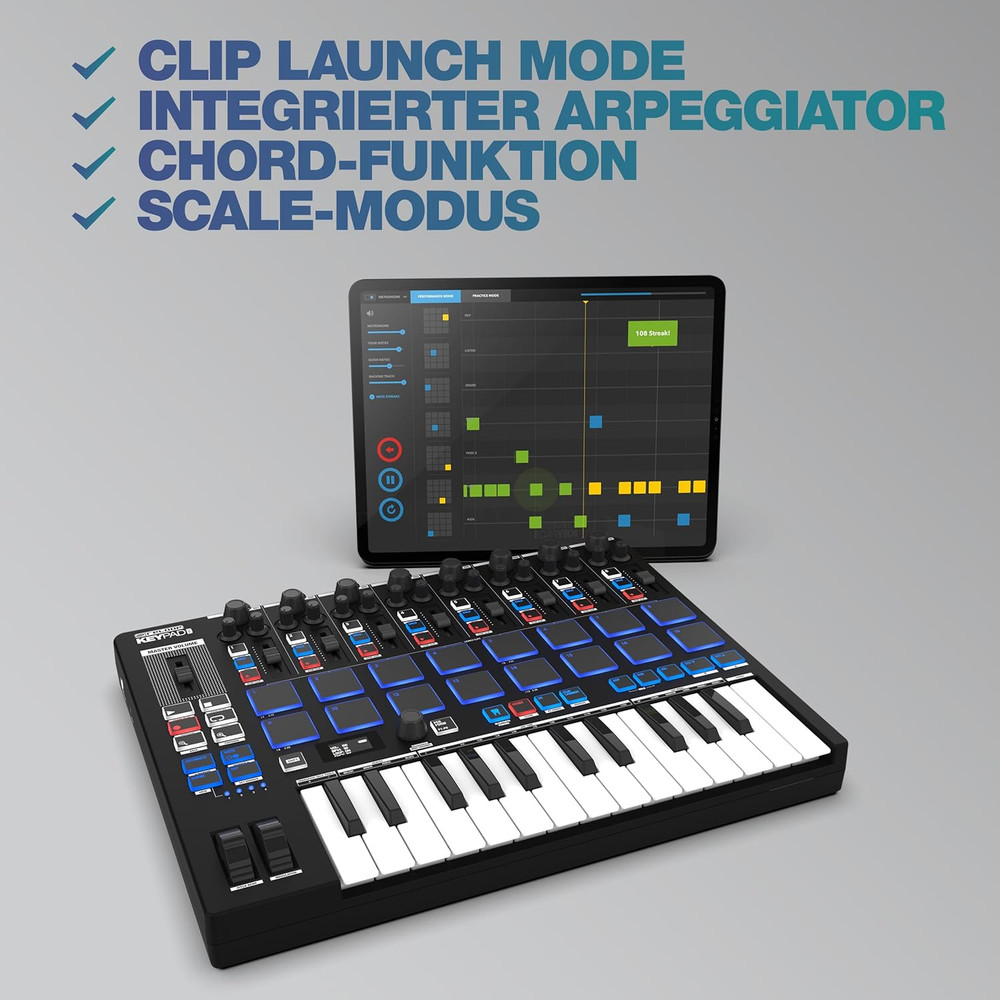 All-in-One USB-MIDI Workstation: Keyboard, Drum Pads & DAW Controller
