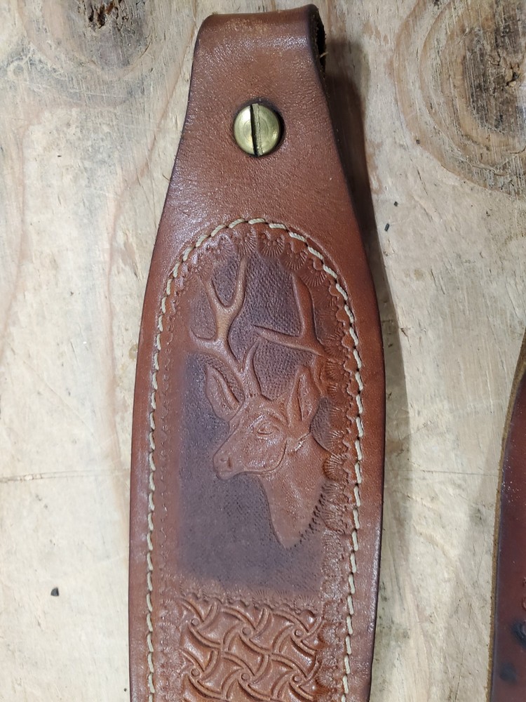 Hunter 105 Rifle Sling Thick Quality Leather Embossed Deer