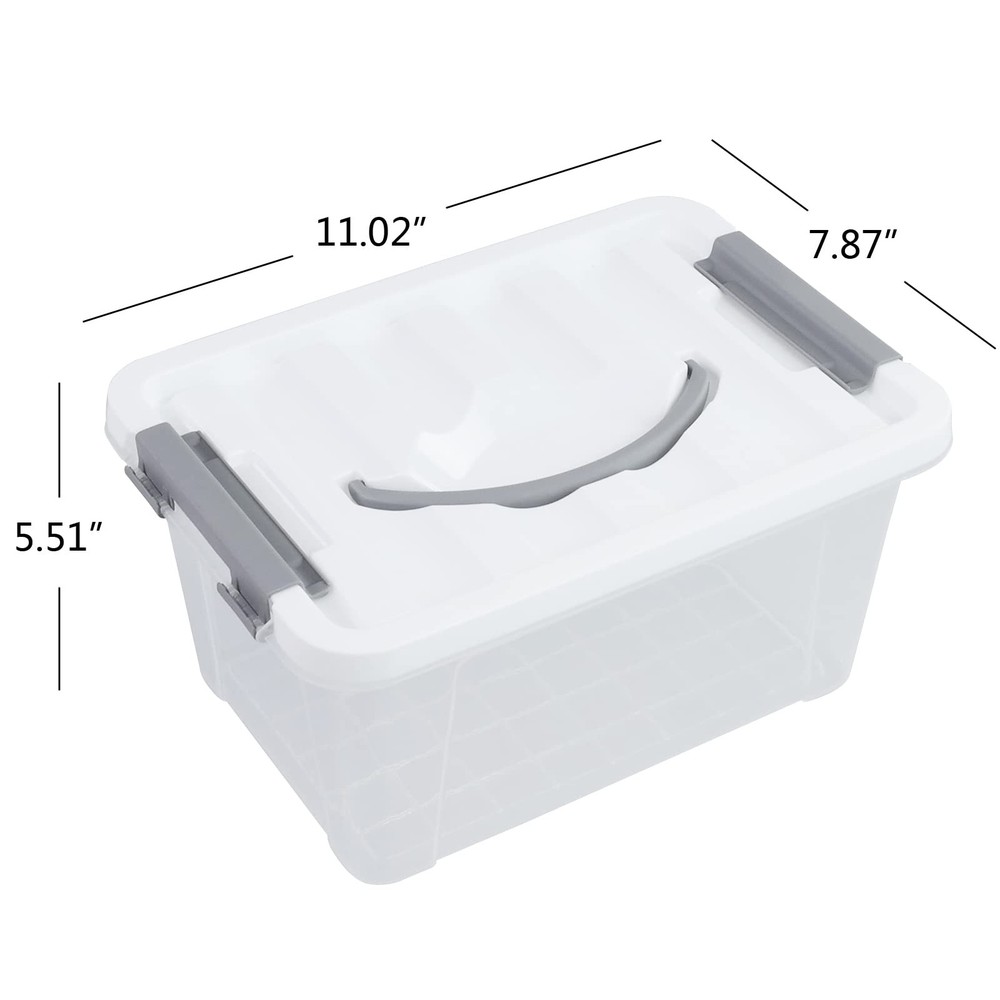5.5 Quart Storage Bin, Plastic Latching Box Container, 6 Packs
