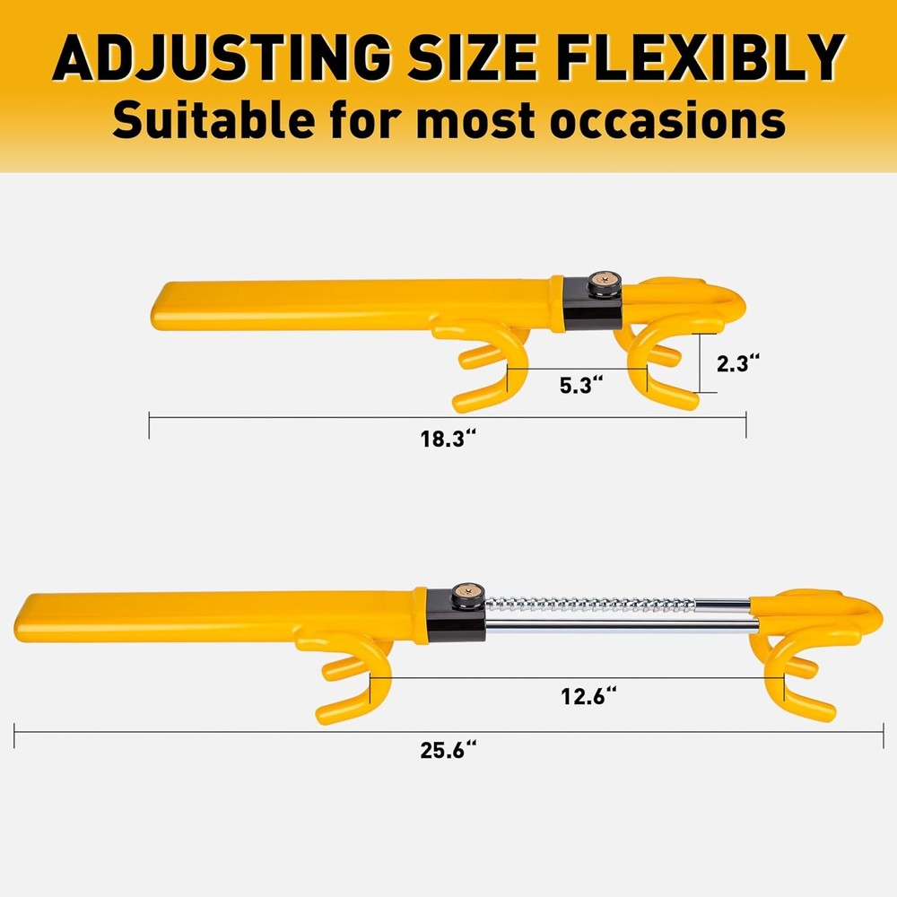 Heavy Duty Adjustable Steering Wheel Lock - Anti-Theft Car Security Device