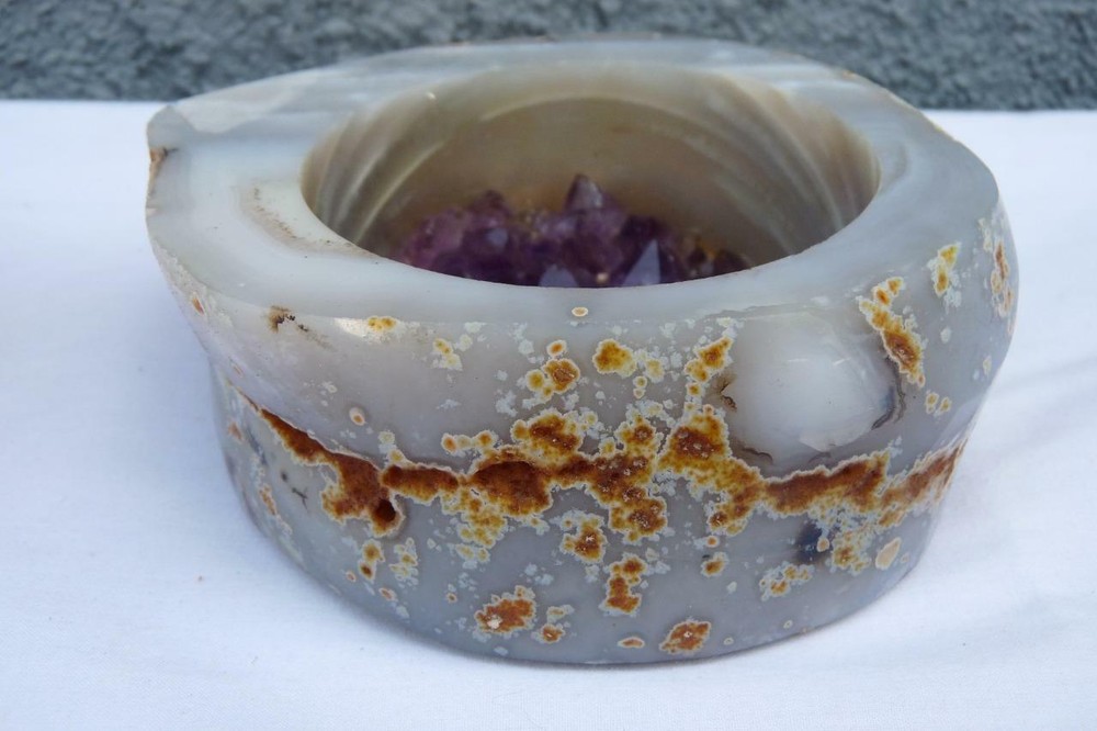 POLISHED MEXICAN ASTEROIDE METAPHYSICAL BOX AMETHYST CLUSTER INSIDE HEALING