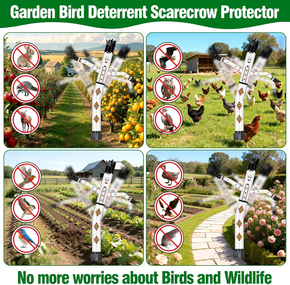 Garden Bird Deterrent Scarecrow Protector, Automatic Swinging, 7 Ft, Keep Birds/