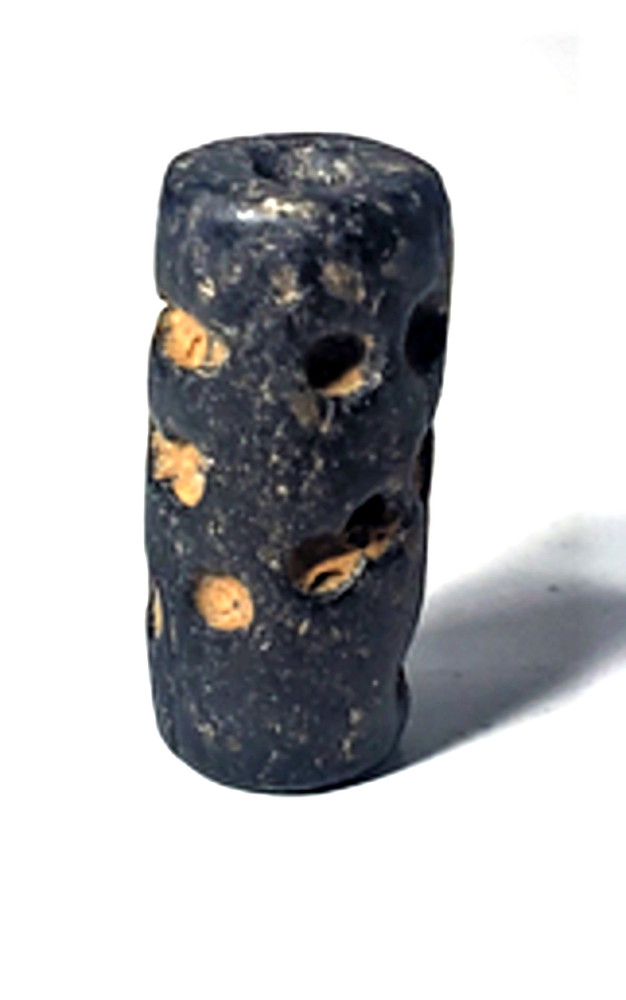 Ancient Black Steatite Dot Pattern Cylindical Seal Lot Uruk