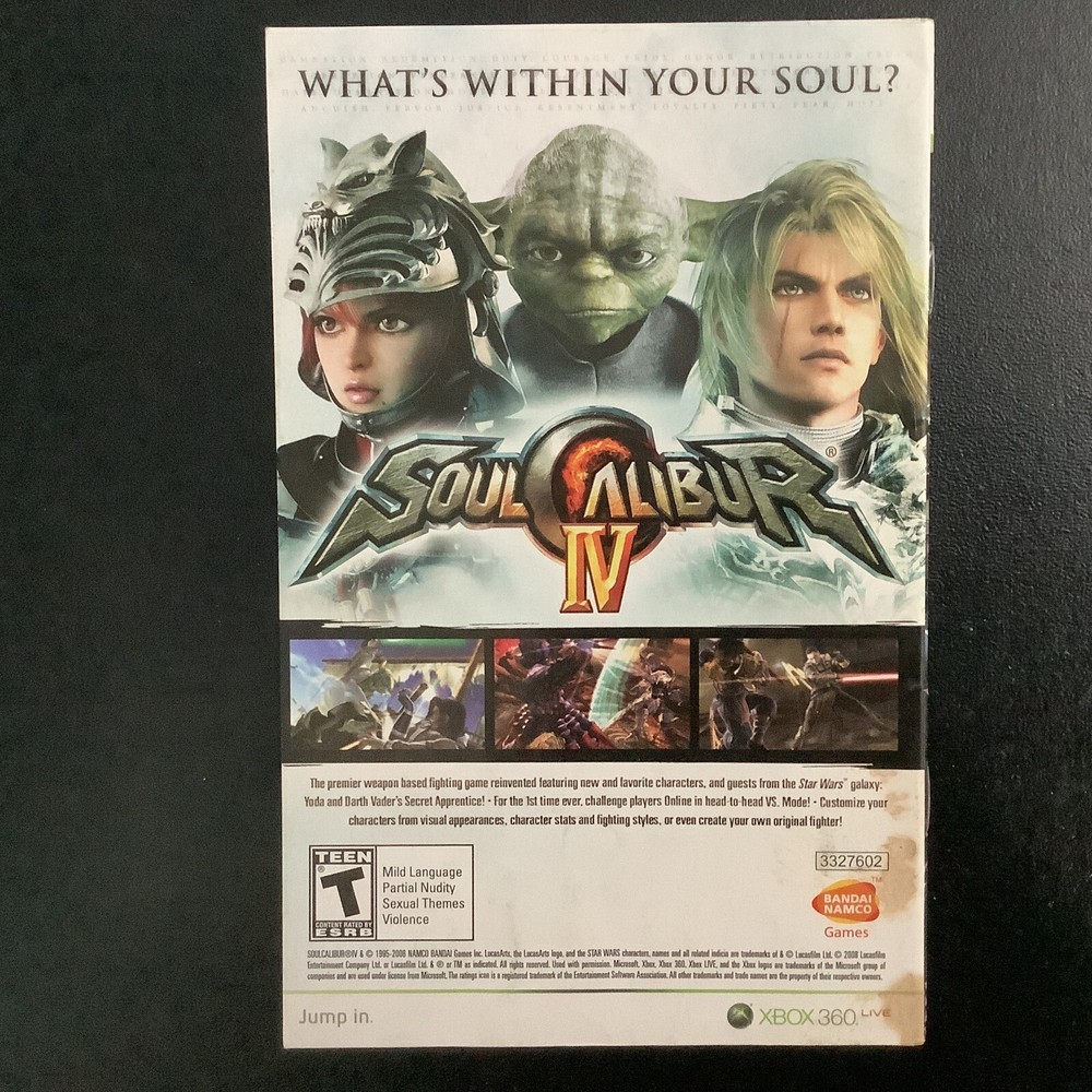Star Wars The Force Unleashed Xbox 360 Instruction Manual Only