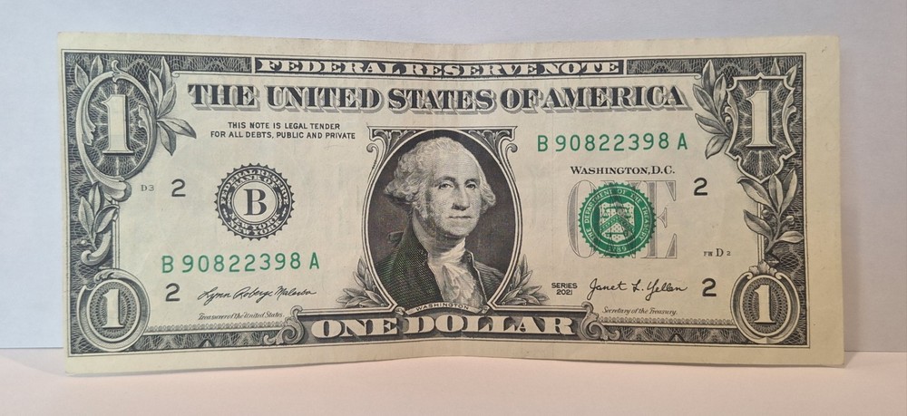 2021 Washington Dollar Bill Error Moderate To Large Miscut