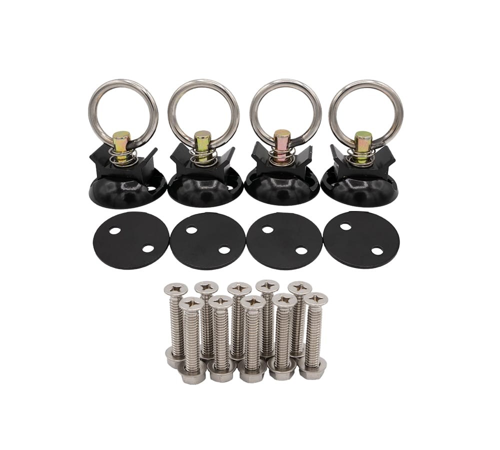 88 Pieces Black Tie Down Kit with 2" Round Anchor Point